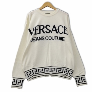 ジャンニヴェルサーチ ヴェルサーチェ GIANNI VERSACE イタリア製 ロゴ ジャガード ニット セーター ホワイト