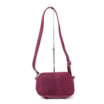エヴリス EVRIS ショルダー バッグ 鞄 型押し 総柄 ロゴ チャーム F ピンクパープル 紫 /HT1 レディース_画像3