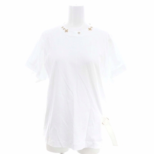  Louis Vuitton LOUIS VUITTON monogram equipment ornament side slit T-shirt short sleeves S white white RW191W /HS #OS lady's 