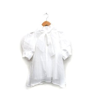  clear clear bow Thai blouse shirt . minute sleeve simple F white /KT32 lady's 