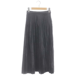 アズールバイマウジー エコレザープリーツスカート ECO LEATHER PLEATS SKIRT ロング丈 ミモレ丈 サイドジップ S 黒