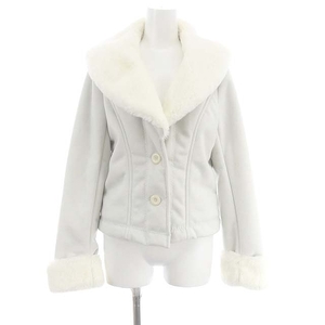 ミーア MIIA ムートンショートジャケット アウター ブルゾン F 水色 白 ホワイト /YQ ■OS レディース