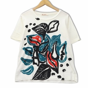 マルニ MARNI THJEL32EP1 SCQ41 クルーネック 半袖 フラワープリント カットソー Tシャツ 38(M) ホワイト