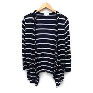  Courreges courregestopa- cardigan hood border pattern switch rib long sleeve 40 navy navy blue /HT22 lady's 