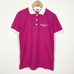 エムエスジーエム MSGM ポロシャツ トップス 半袖 ロゴ ピンク XS レディース
