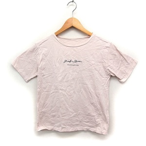 グレイル GRL 刺繍 プリント Tシャツ カットソー 半袖 丸首 コットン 綿 F ピンクベージュ /FT42 レディース