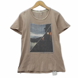 ファクトタム FACTOTUM クルーネック 半袖 FAVORITE STROLL ROAD ロゴプリント カットソー Tシャツ 44(S)ベージュ