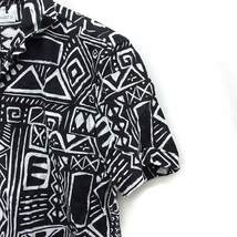 ザラ ZARA 幾何学模様 アロハシャツ ハワイアンシャツ 半袖 麻混 S ブラック 黒 /FT40 メンズ_画像5