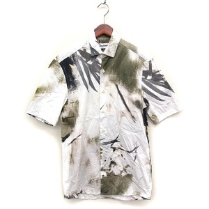ザラ ZARA 柄 シャツ カジュアル 半袖 レギュラーカラー コットン 綿 S オフホワイト 白 /FT24 メンズ
