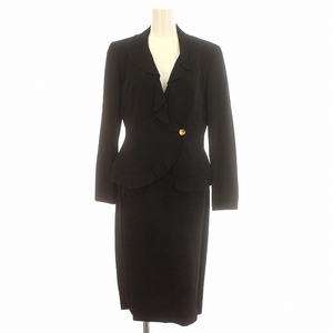  Max Mara MAX MARA silver tag suit setup skirt knee height frill gold button 40 M black black 