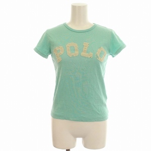 ラルフローレン POLO RALPH LAUREN Tシャツ 半袖 ロゴ ダメージ加工 カットソー XS エメラルドグリーン 緑