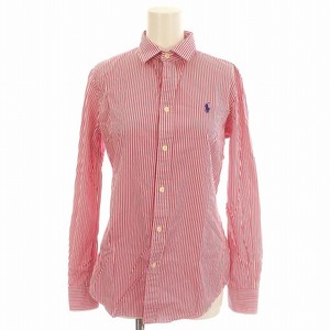  Polo Ralph Lauren POLO RALPH LAUREN shirt blouse long sleeve stripe 2 M pink /*G lady's 