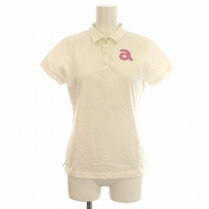 アルチビオ archivio ゴルフウェア ポロシャツ 半袖 バックプリント ロゴ ラインストーン 38 S 白 ホワイト