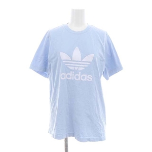 アディダスオリジナルス adidas originals Tシャツ カットソー 半袖 ロゴプリント M 水色 白 ライトブルー ホワイト /ES レディース