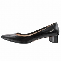 プラダ PRADA パテントレザー パンプス 3.5cm ローヒール エナメル シューズ 靴 スクエアトゥ 38.5/25.5 黒 ブラック/レディース_画像1