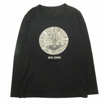 美品 MORE HOMME ラメ サークル ロゴ プリント ロング Tシャツ 長袖 ストレッチ クルーネック 丸首 プルオーバー カットソー トップス_画像1