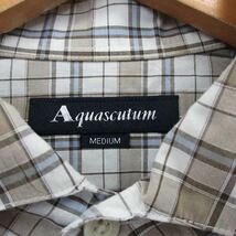 アクアスキュータム AQUASCUTUM シャツ ブラウス 半袖 コットン チェック M ベージュ /KT25 レディース_画像3