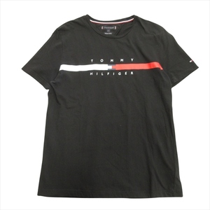 トミーヒルフィガー TOMMY HILFIGER ロゴ プリント Tシャツ カットソー トリコロール L 黒 ブラック メンズ