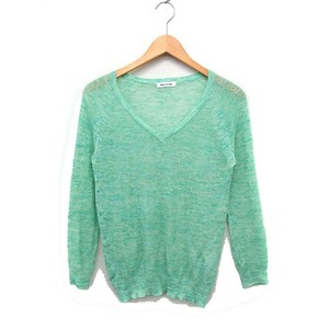  Comme Ca Du Mode COMME CA DU MODElinenV neck knitted sweater long sleeve me Ran ji9 green green /FT14 lady's 