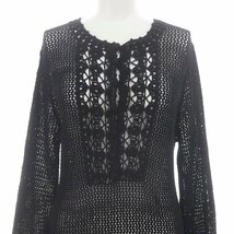 マウジー moussy 21SS BUTTON UP CROCHET ドレス ワンピース ニット ロング 長袖 F 黒 ブラック /HK ■OS レディース_画像5