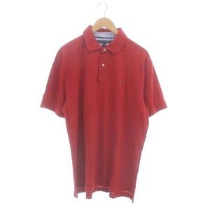 トミーヒルフィガー TOMMY HILFIGER CLASSIC FIT ポロシャツ 半袖 鹿の子 XL 赤 レッド /ES メンズ