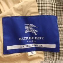 バーバリーブルーレーベル BURBERRY BLUE LABEL トレンチコート チェック コットン コート 38 M グレー_画像3