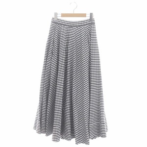  Madison голубой TUCK CIRCULAR SK GINGHAM юбка длинный длина mi утечка длина хлопок задний застежка-молния XS чёрный белый 