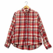 MATERLALS CASUAL BASIC チェック ボタンダウン ネルシャツ M レッド レディース_画像1