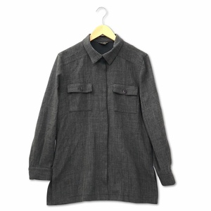 レリアン Leilian 比翼仕立て CPO ロングシャツ ジャケット ダークグレー 9 レディース