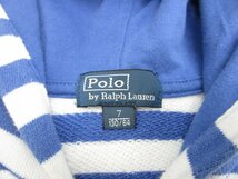 ポロ バイ ラルフローレン Polo by Ralph Lauren ジップアップ パーカー ボーダー 刺繍 青 ブルー 白 ホワイト 130 ■GY キッズ_画像6