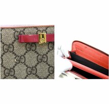 グッチ GUCCI 長財布 ラウンドファスナー GGスプリーム GG柄 リボン ゴールド金具 PVC ピンク ベージュ 388680・2091 /AQ_画像9