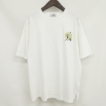 エルメス HERMES 23SS ラウンドネック ミニ レザー パッチ Tシャツ カットソー トップス XL ホワイト メンズ_画像1