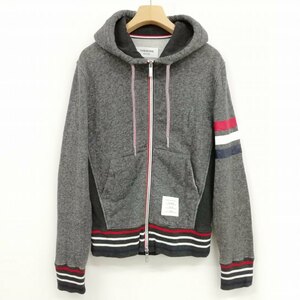 トムブラウン THOM BROWNE A0121I2002 スウェット ジップアップ パーカー 3BAR トップス 美品 00 チャコール系 メンズ