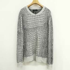  Chris Van ash KRIS VAN ASSCHE 2014 black ko pattern knitted cut and sewn pull over tops long sleeve S light gray series men's 