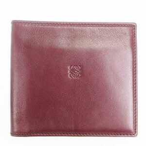 Доля Loewe Bi -fold Card Card Case Logo Logo Кожаный красный красный кошелек ■ SM1 Мужские женщины