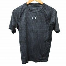 アンダーアーマー UNDER ARMOUR Tシャツ カットソー ロゴプリント ストレッチ有 半袖 黒 グレー ブラック Lサイズ 0324 ■GY31 メンズ_画像1