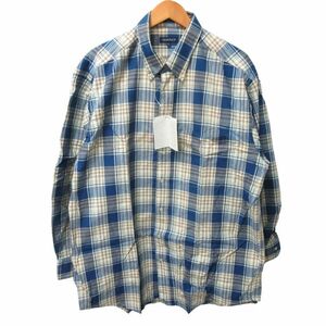 未使用品 GANT ガント タグ付き チェックシャツ BDシャツ ボタンダウン カジュアル 長袖 青系 ブルー Lサイズ 0326 ■GY31 メンズ