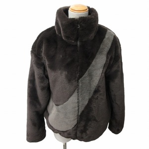 ナイキ NIKE 美品 AS W NSW JKT FAUX FUR SWSH VELVET フェイクファーブルゾン フリースジャケット DO3792-220 茶 ブラウン Sサイズ