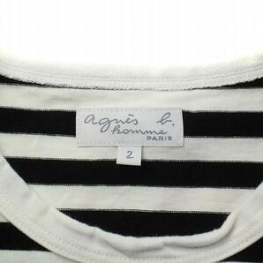 アニエスベーオム Agnes b. homme Tシャツ カットソー ボーダー 半袖 2 M 黒 ブラック 白 ホワイト 8807J008 /KW■GY30 メンズの画像4