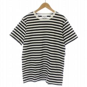 アニエスベーオム Agnes b. homme Tシャツ カットソー ボーダー 半袖 2 M 黒 ブラック 白 ホワイト 8807J008 /KW■GY30 メンズの画像1