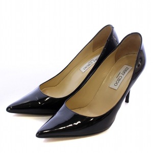 ジミーチュウ JIMMY CHOO BERTINI パンプス ポインテッドトゥ ピンヒール エナメル 38 25.0cm 黒 ブラック 16 56020 /AQ ■GY30