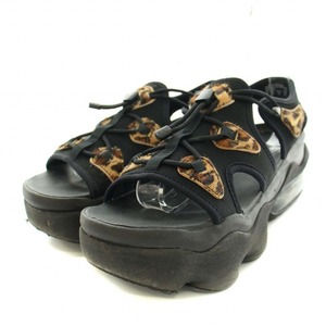 NIKE WMNS AIR MAX KOKO SANDAL LEOPARD アンクルストラップ 厚底 ヒョウ柄 レオパード柄 ナイロン ハラコ US8 25.0cm 黒 茶 レディース