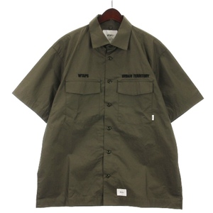 ダブルタップス WTAPS 22SS BUDS SS COTTON TWILL SHIRT コットンツイル ユーティリティ シャツ 半袖 221BRDT-SHM06 カーキ 3 メンズ