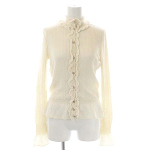  Chanel CHANEL 06A turtle rear button frill high‐necked cardigan knitted long sleeve 38 eggshell white P29627K00197 /DF #OS lady's 
