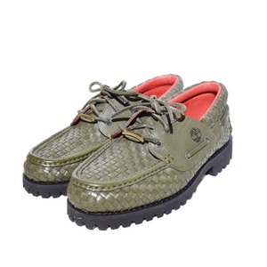 未使用品 ティンバーランド Timberland シュプリーム Supreme 22AW Woven 3-Eye LugShoe Olive ラグシューズ デッキシューズ 26.5cm カーキ