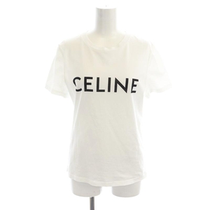 セリーヌ CELINE ロゴプリント クルーネック Tシャツ 半袖 M 白 ホワイト 2X314916G /HS ■OS レディース