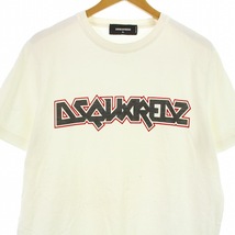 ディースクエアード DSQUARED2 Tシャツ カットソー 半袖 クルーネック ロゴ プリント コットン XL 白 ホワイト /KU メンズ_画像4