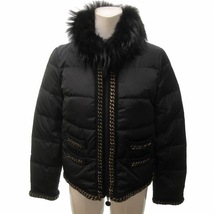 モンクレール MONCLER 小さいサイズ BERGENIE GIUBBOTTO チェーン ダウンジャケット ファー ナイロン 黒 ブラック 00 約XS 0402 レディース_画像1