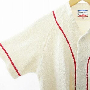 フェローズ PHERROWS PHERROW'S BAKA-PILE ベースボールシャツ 半袖 パイル地 タオル地 ワンポイント ロゴ オフ白 38 0402 メンズの画像5