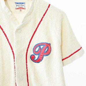 フェローズ PHERROWS PHERROW'S BAKA-PILE ベースボールシャツ 半袖 パイル地 タオル地 ワンポイント ロゴ オフ白 38 0402 メンズの画像3